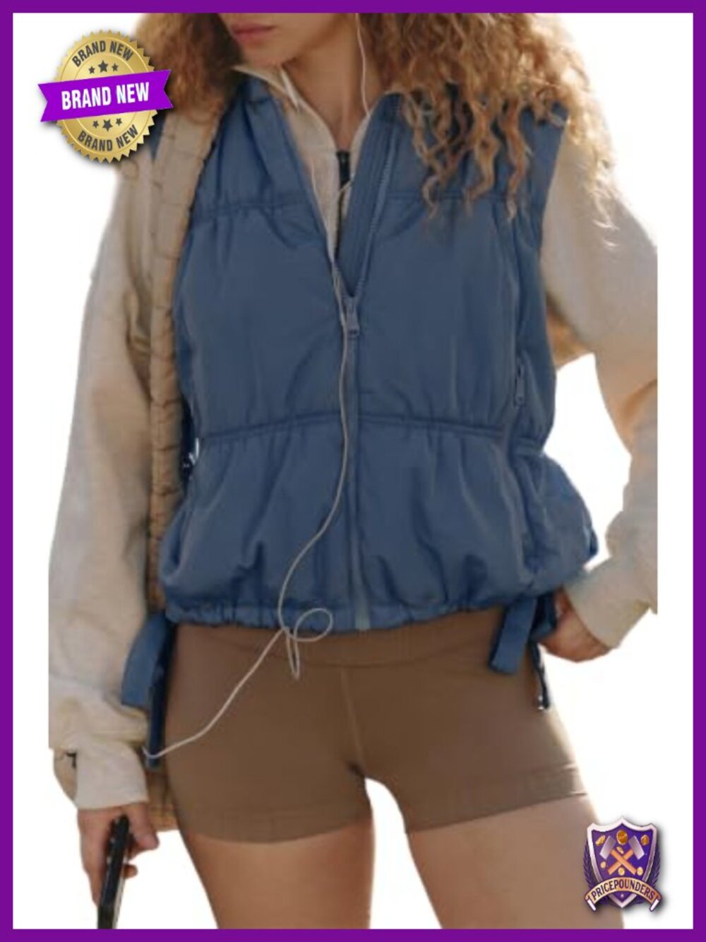 EVALESS Womens Puffer Vest Sleeveless Stand Collar Zip Up Cropped Jacket